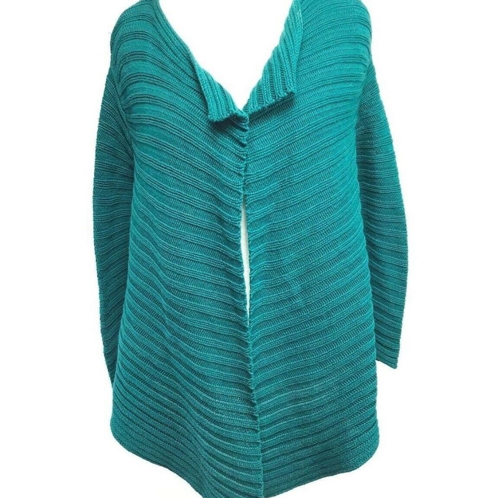 Ann Taylor Loft Chunky Open Cardigan Sweater Green